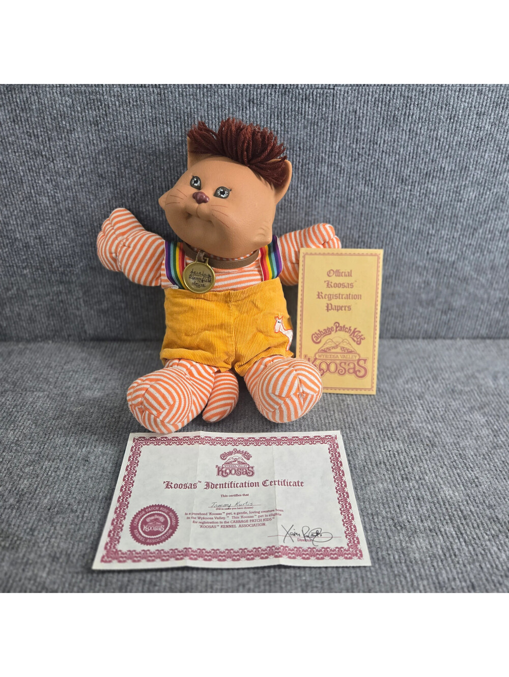 Cabbage Patch Kids Koosas Cat Plush Doll 1983 Coleco Orange Stripes